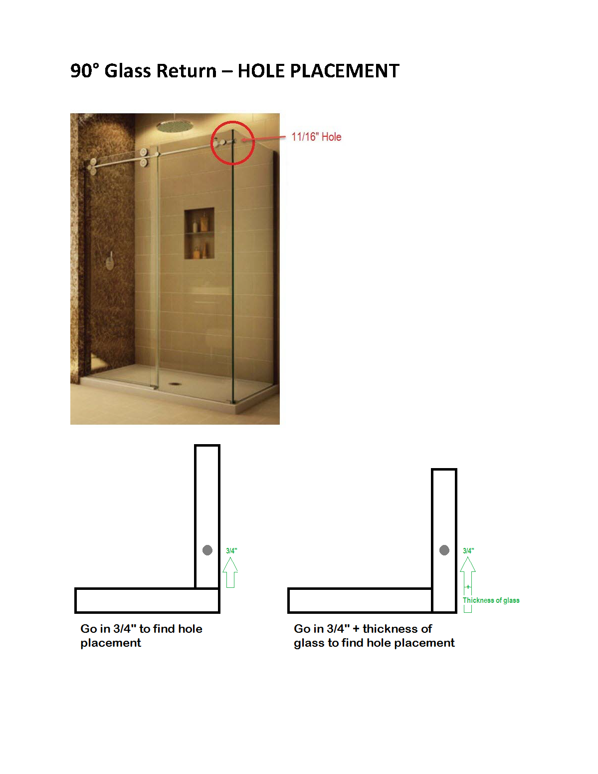 Tranquility Gliding Shower Door Hole Placement